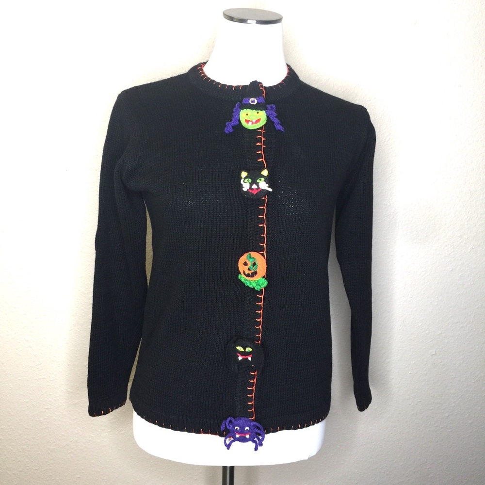 SPOOKY HALLOWEEN CARDIGAN SWEATER VINTAGE Petite